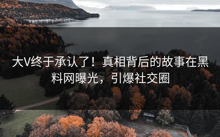 大V终于承认了！真相背后的故事在黑料网曝光，引爆社交圈