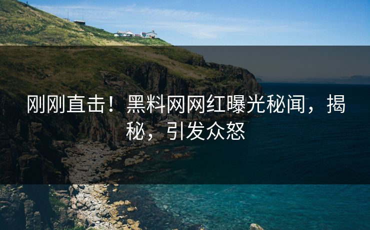 刚刚直击！黑料网网红曝光秘闻，揭秘，引发众怒