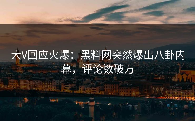 大V回应火爆：黑料网突然爆出八卦内幕，评论数破万