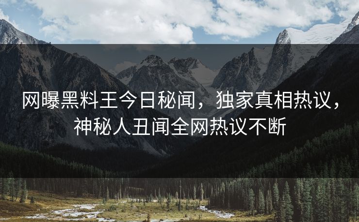 网曝黑料王今日秘闻，独家真相热议，神秘人丑闻全网热议不断