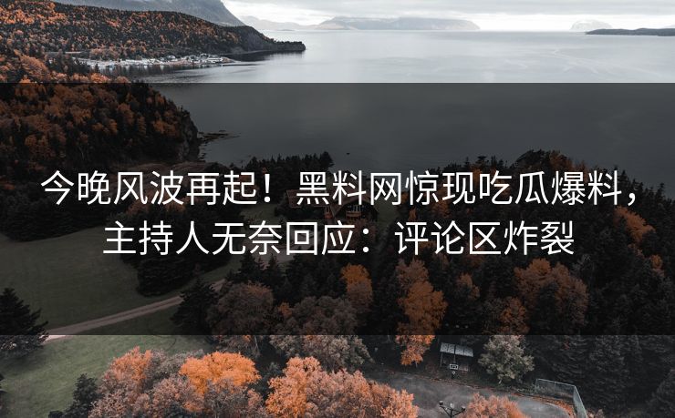 今晚风波再起！黑料网惊现吃瓜爆料，主持人无奈回应：评论区炸裂