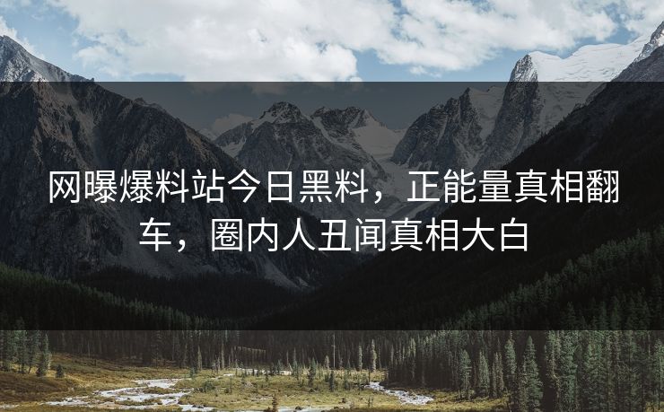 网曝爆料站今日黑料，正能量真相翻车，圈内人丑闻真相大白